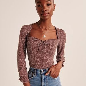 Long sleeve sweetheart neckline top